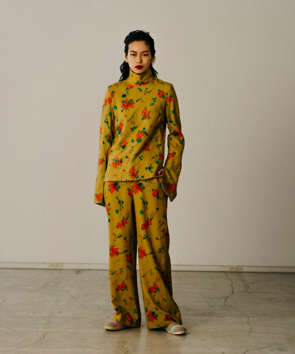 ORIGINAL FLOWER PRINT WOOL PANTS