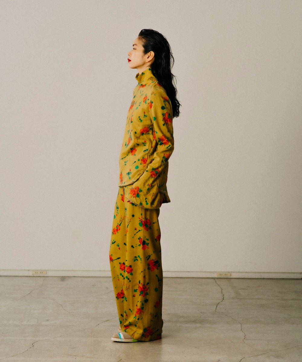 ORIGINAL FLOWER PRINT WOOL PANTS