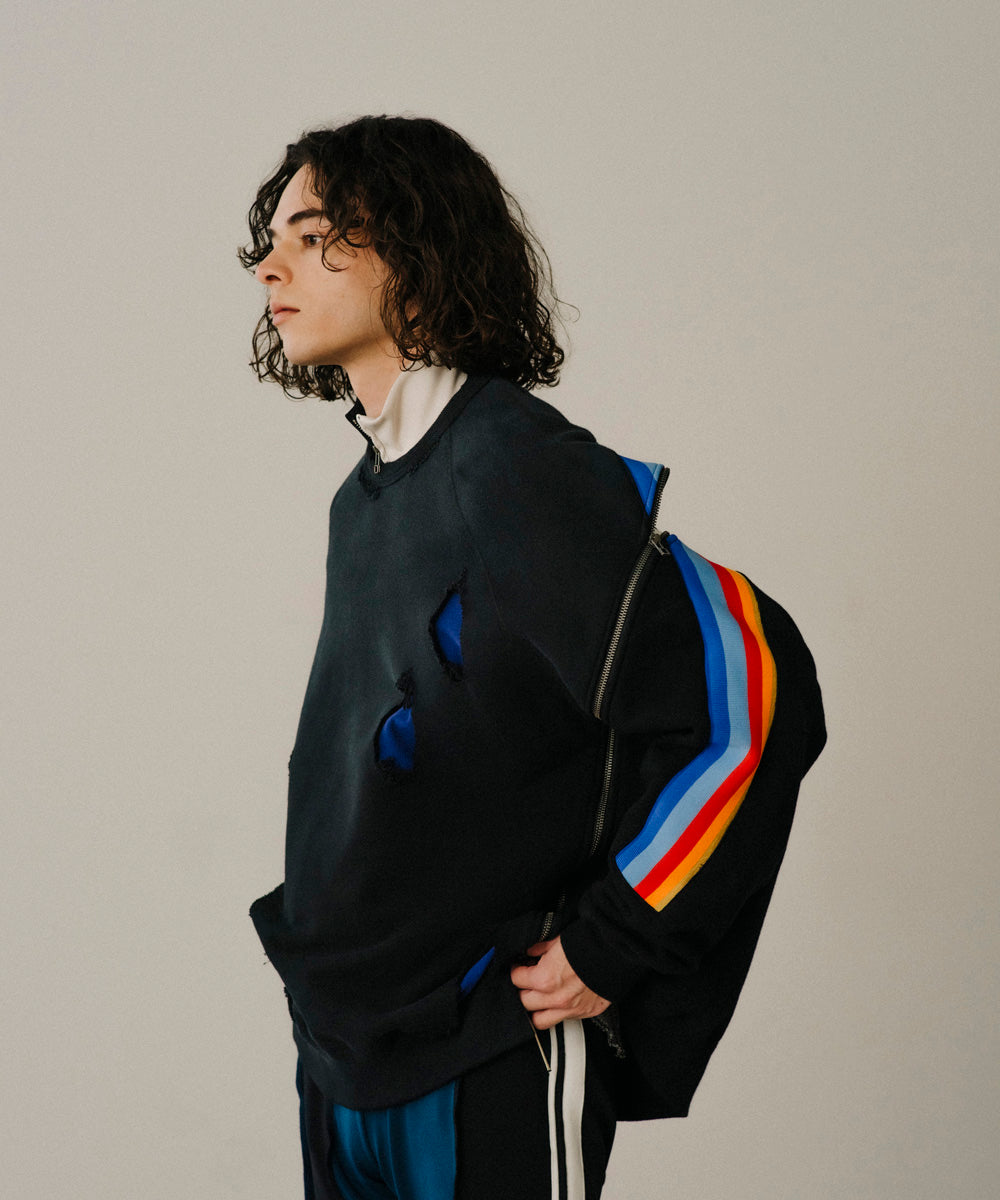 ZIPPER RIB SWEAT