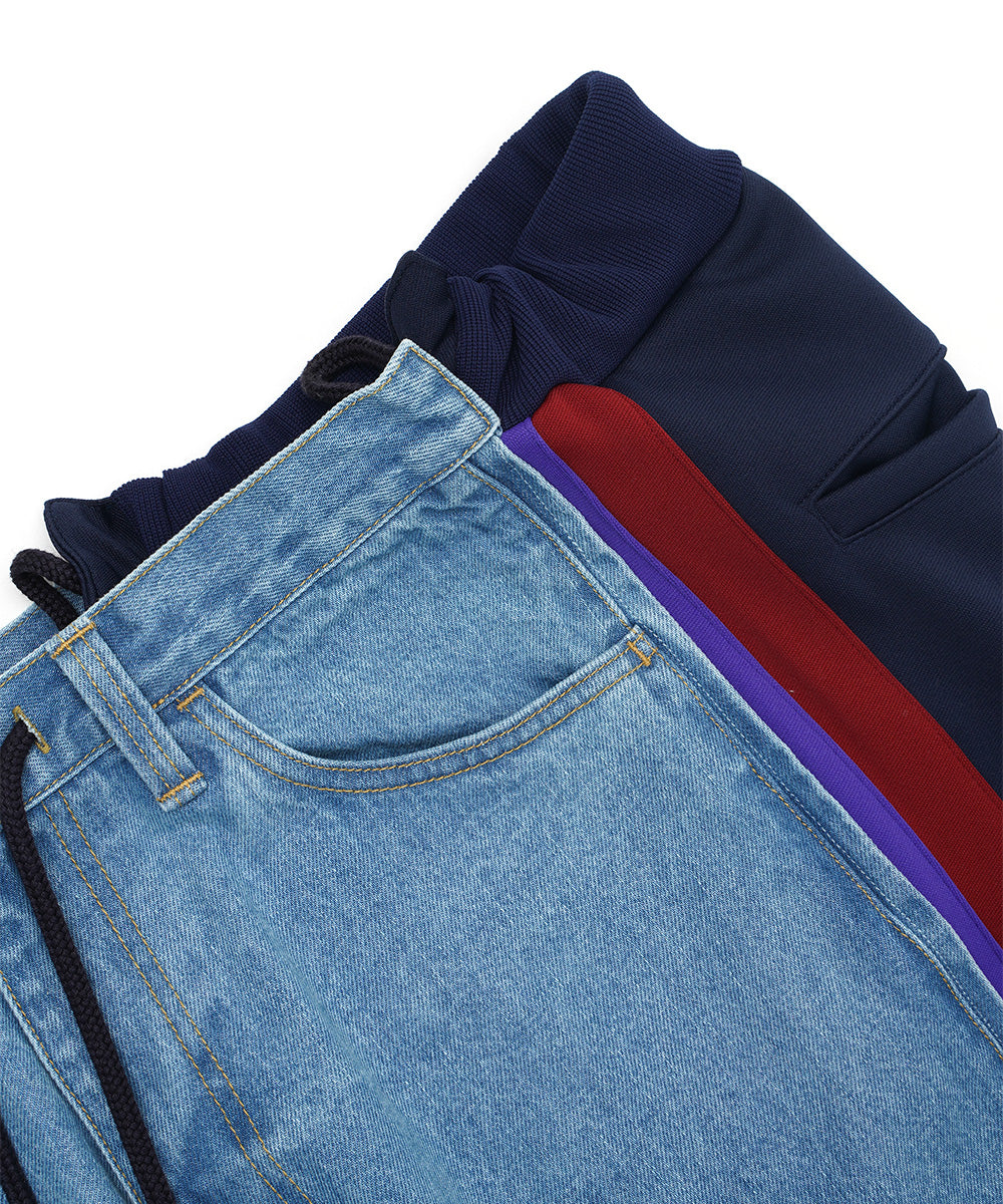 JERSEY MERGING DENIM PANTS