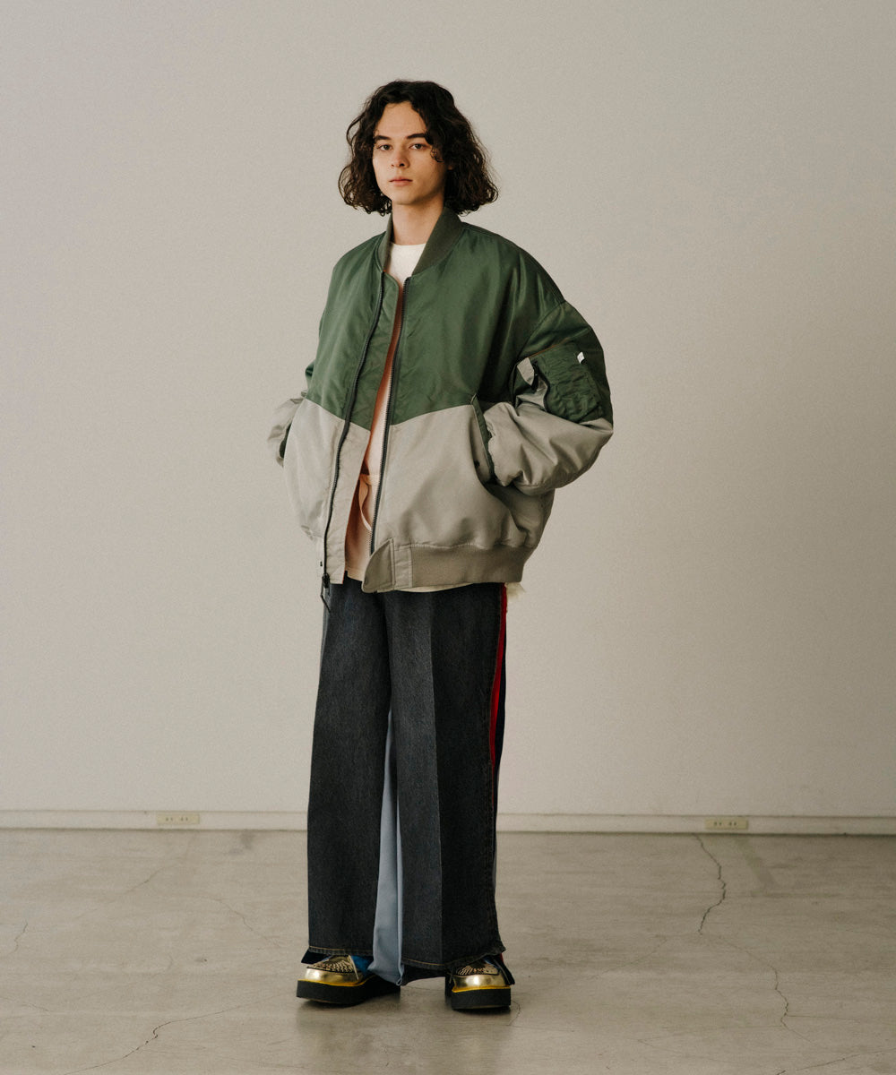 JERSEY MERGING DENIM PANTS