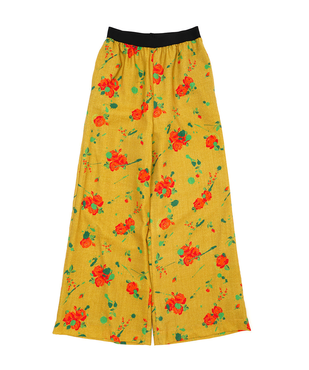 ORIGINAL FLOWER PRINT WOOL PANTS