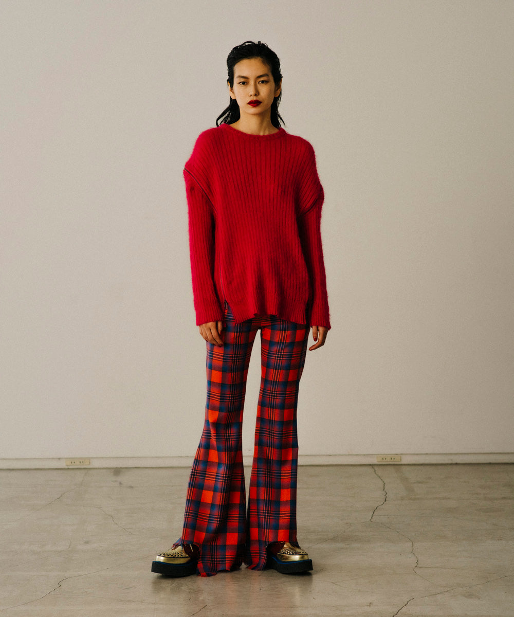 ORIGINAL CHECK WOOL FRINGE PANTS