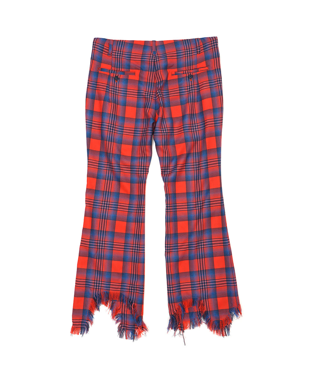 ORIGINAL CHECK WOOL FRINGE PANTS
