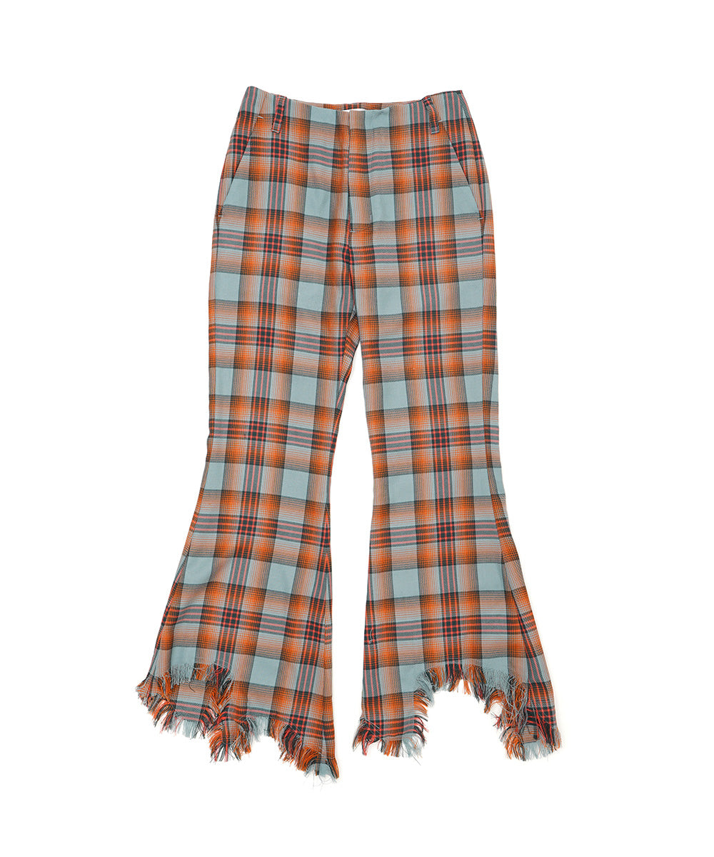 ORIGINAL CHECK WOOL FRINGE PANTS