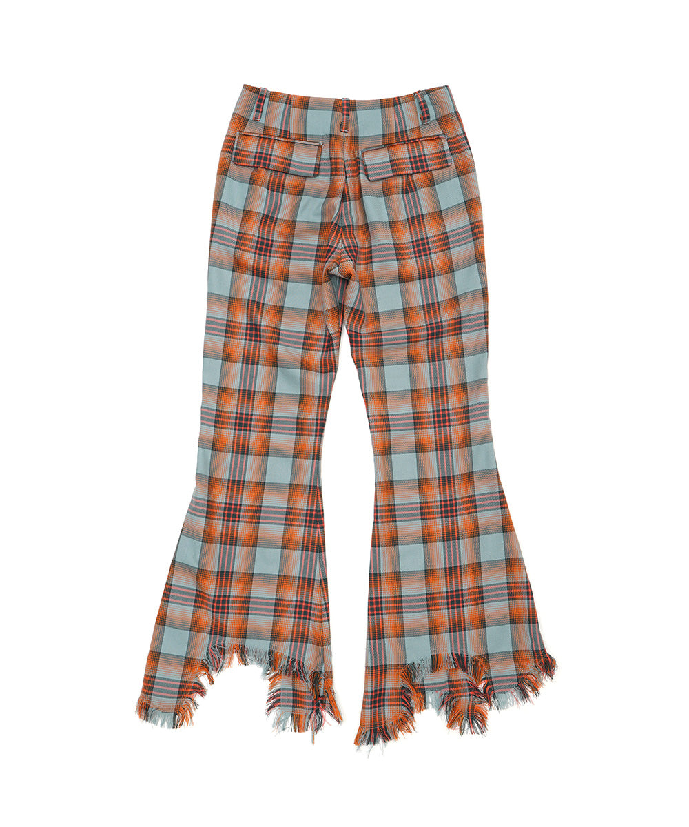 ORIGINAL CHECK WOOL FRINGE PANTS