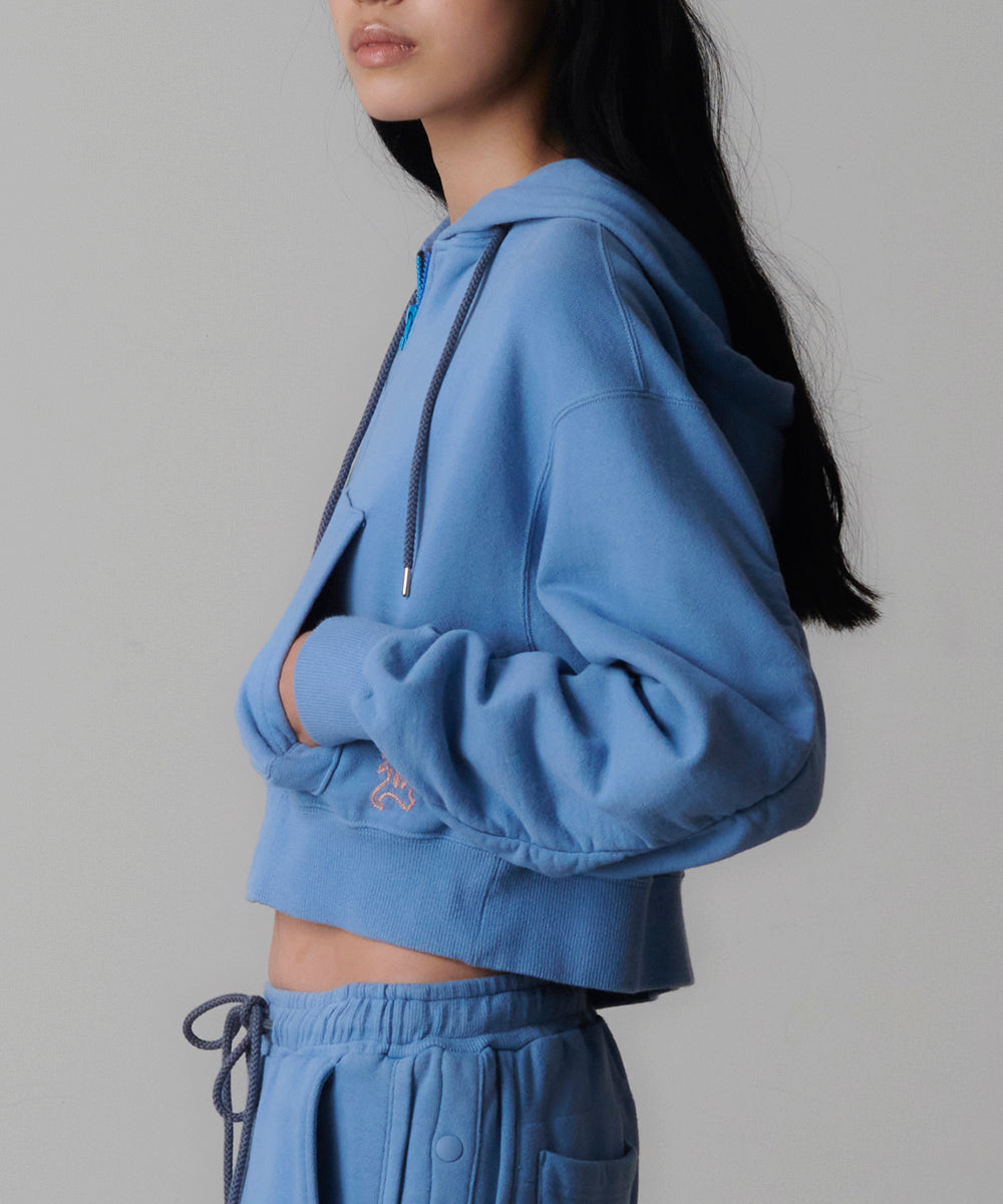 CROPPED ZIP-UP HOODIE