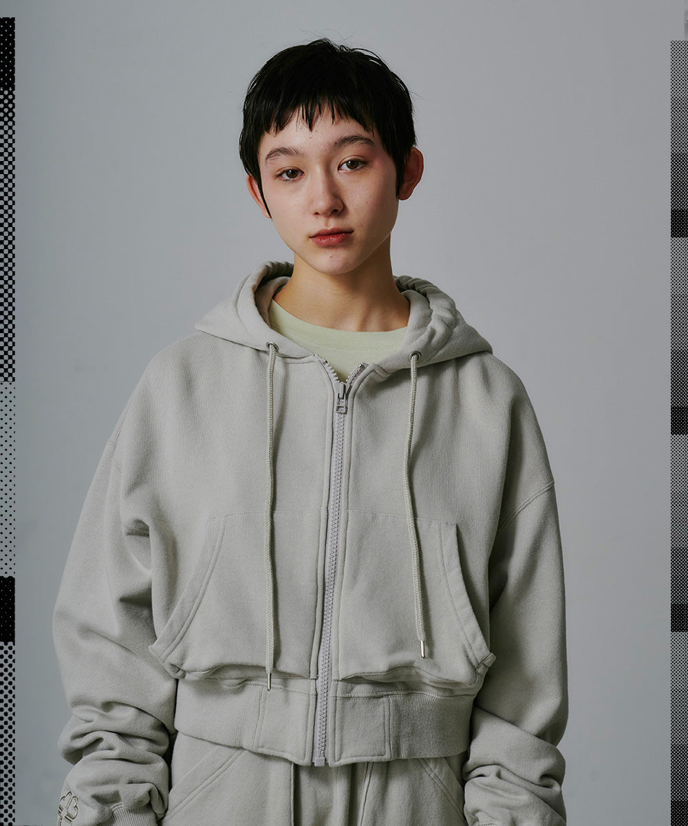 CROPPED ZIP-UP HOODIE