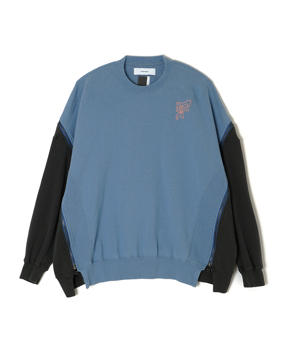 WAFFLE KNIT ZIP SWEAT