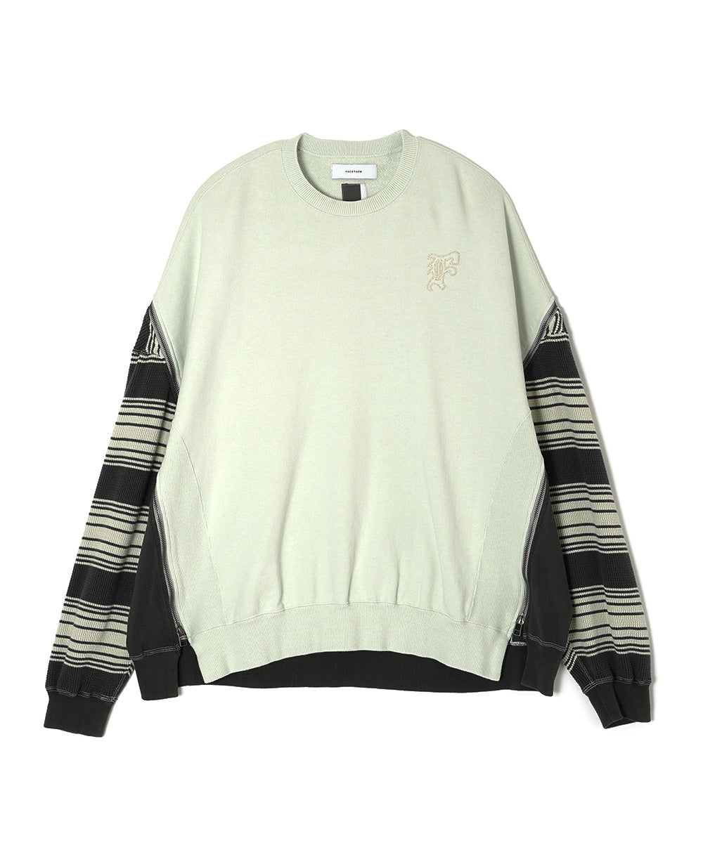 WAFFLE KNIT ZIP SWEAT