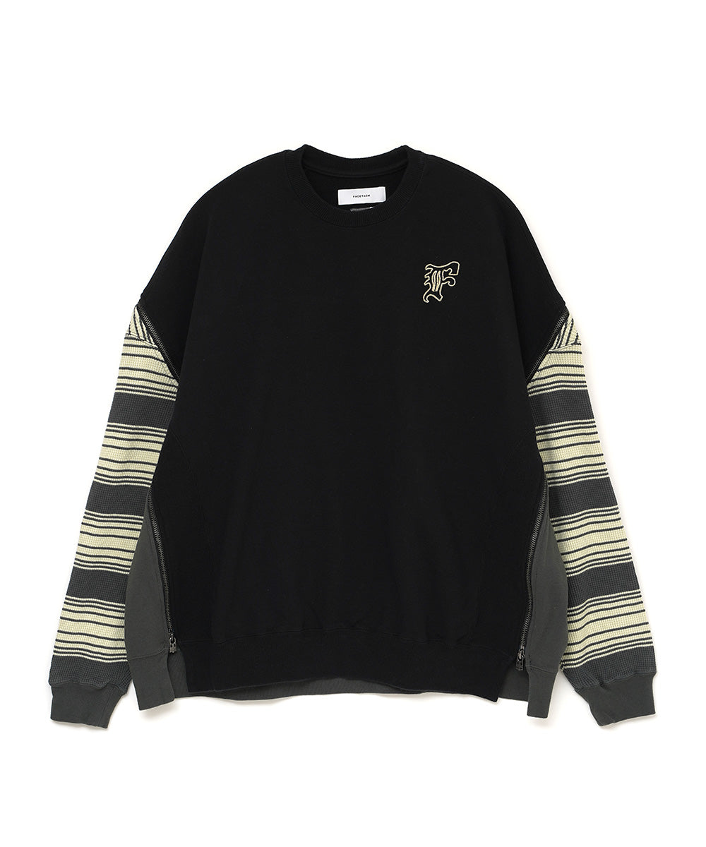 WAFFLE KNIT ZIP SWEAT