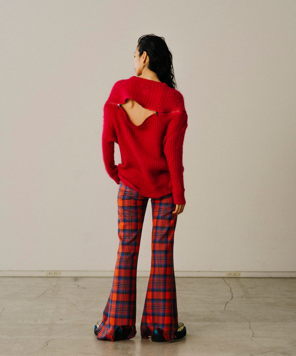 ORIGINAL CHECK WOOL FRINGE PANTS